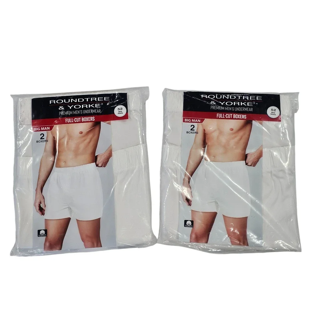 Lot of 2 Big Man‎ Boxers Size 52 Roundtree & Yorke (4 Pairs) Full-Cut Underwear